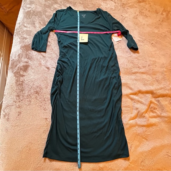 NWT Isabel Maternity by Ingrid and Isabel teal ribbed stretch vneck dress Size L - Picture 11 of 12